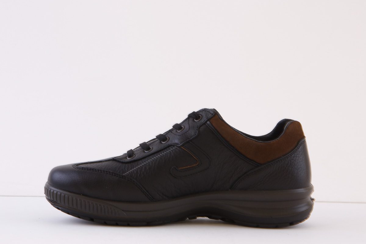 GRI SPORT - ARRAN Wide Fitting Lace Comfort Walking Shoe - Black Leather - Image 6