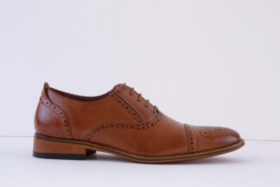 GOOR M516B Tan Lace Up Brogue Style Formal Shoe