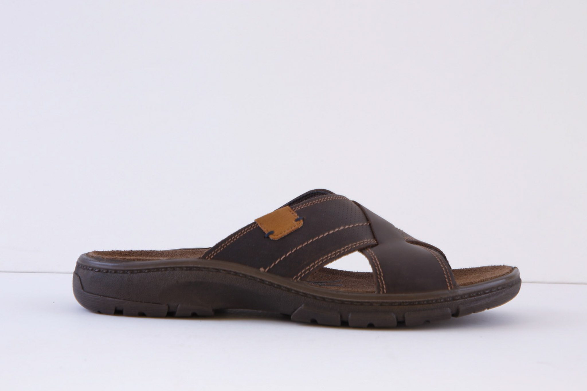 IMAC M120B Brown Waxy Leather Crossover Mule Sandal