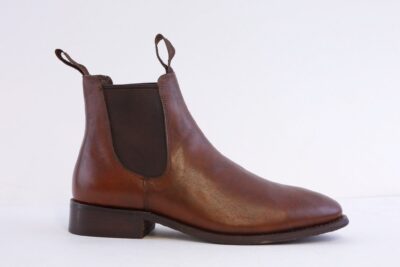 Harrison - Dark Tan Leather Pull On Chelsea Boot