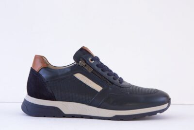 Fluchos - f1752 Navy Leather Lace Up (Zip) Sneaker