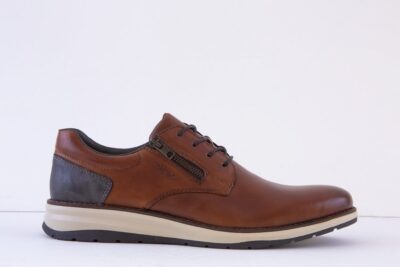 Rieker - 14706-24 Lace (Zip) Smart Casual Shoe - Brown/Navy Leather