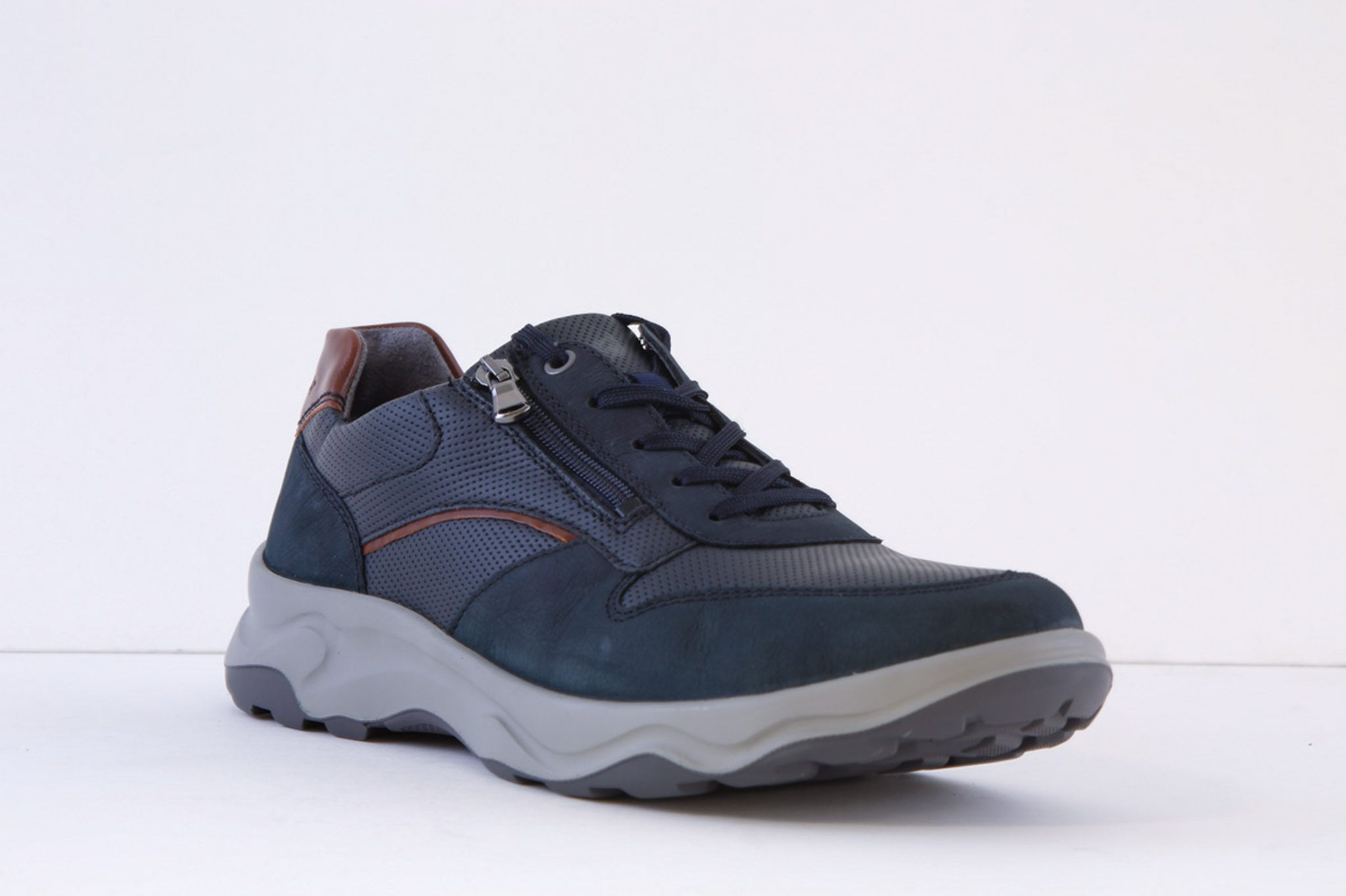 Waldlaufer (718006 308 479) H Fit Navy Leather Lace (Zip) Comfort Shoe - Image 6