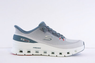 Skechers 233110/LGBL grey and blue Glide Step Arch Fit slip in comfort trainer