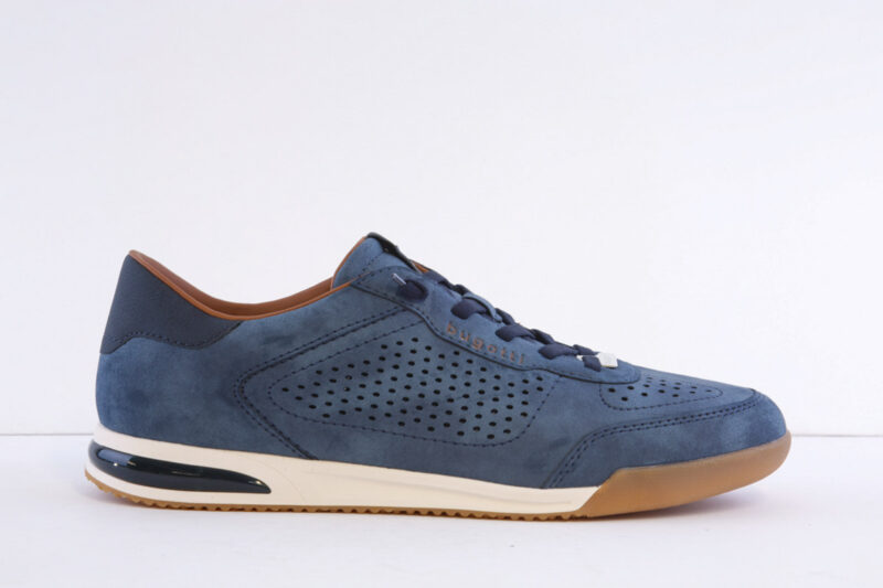 Bugatti 321-A3817-5000 Blue suede Smart Casual laced comfort trainer