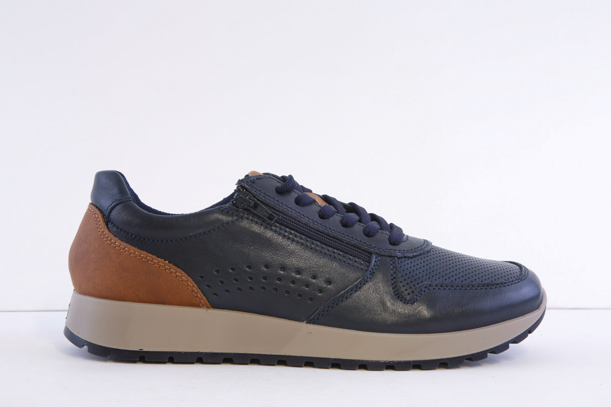 Imac 103040 Nvy Navy leather Laced Comfort trainer