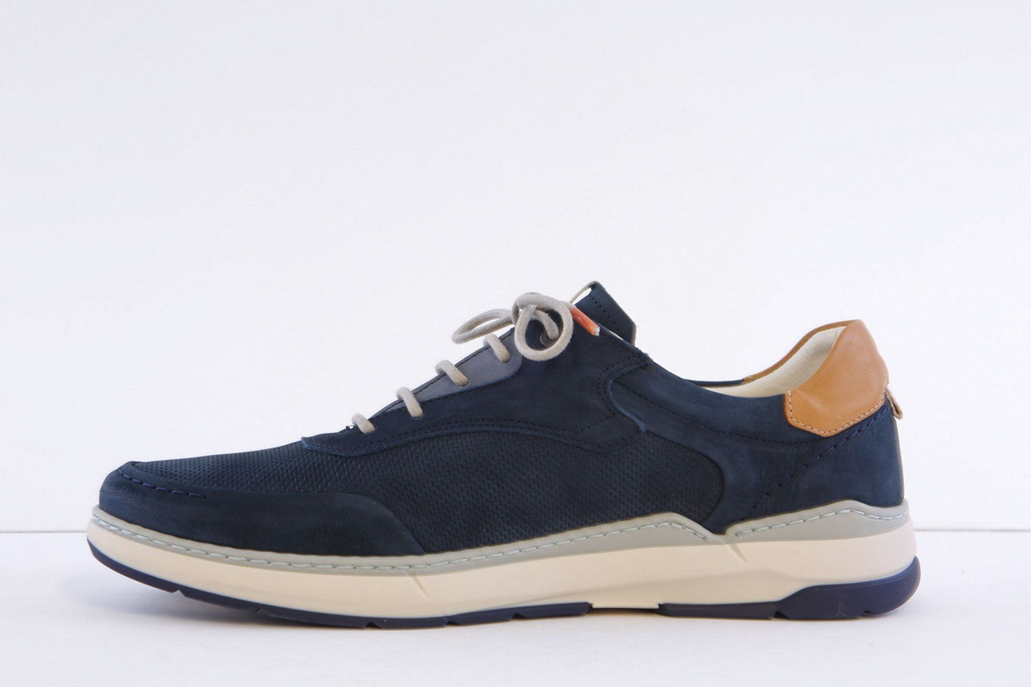 Fluchos F2210 Navy Nubuck Laced Smart Casual Trainer - Image 2