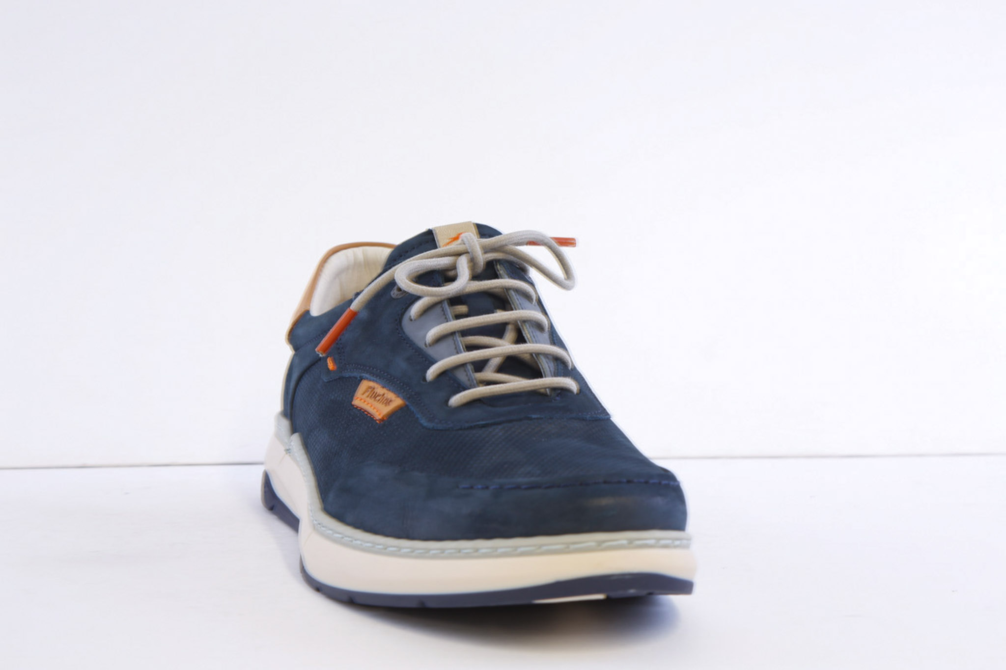 Fluchos F2210 Navy Nubuck Laced Smart Casual Trainer - Image 3