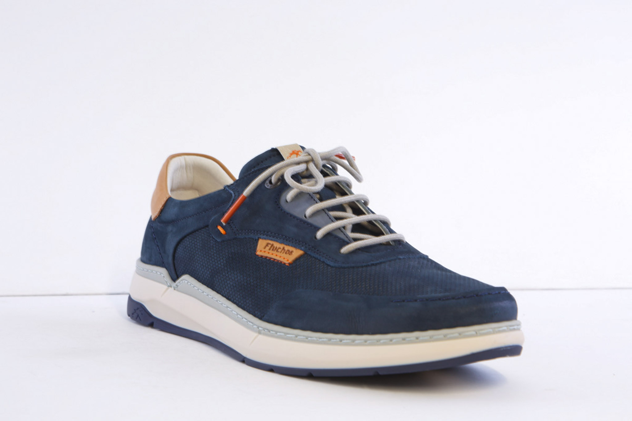 Fluchos F2210 Navy Nubuck Laced Smart Casual Trainer - Image 5