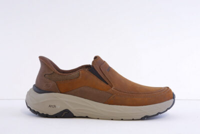 Skechers 205796-Cdb brown arch fit slip in lace less trainer