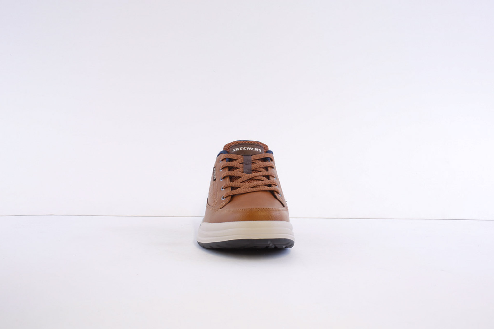 Skechers 211234-Lug Brown Leather Bungee Laced slipin Trainer - Image 4