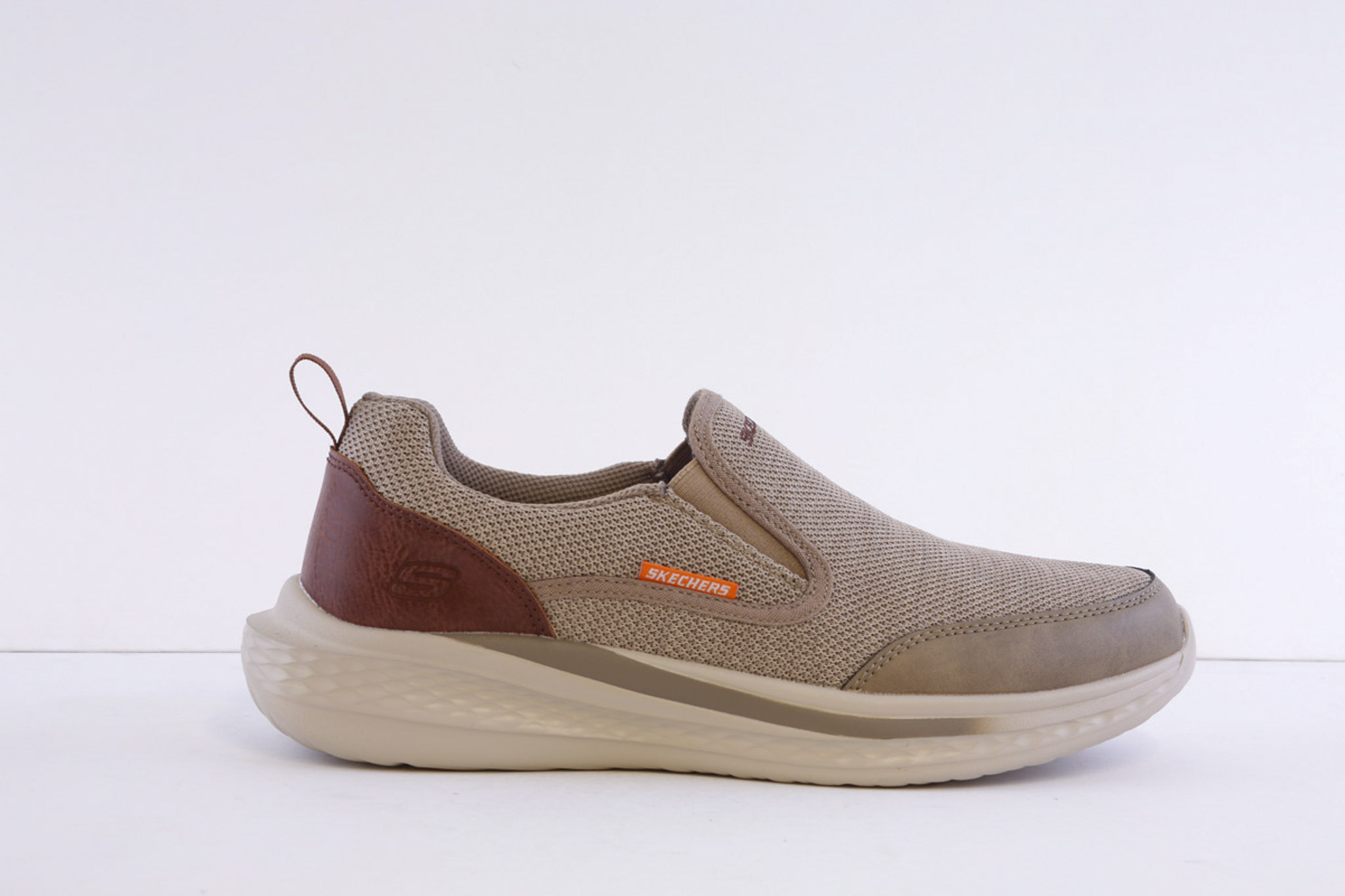 Skechers 210808-Khk Khaki mesh lace less slip on Trainer