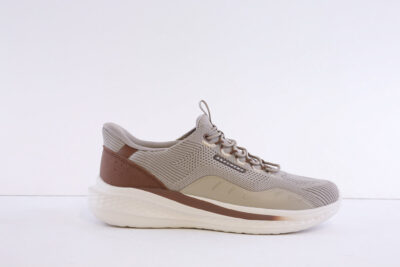 Skechers 211376-Tpe Taupe Bungee Laced slip in Trainer