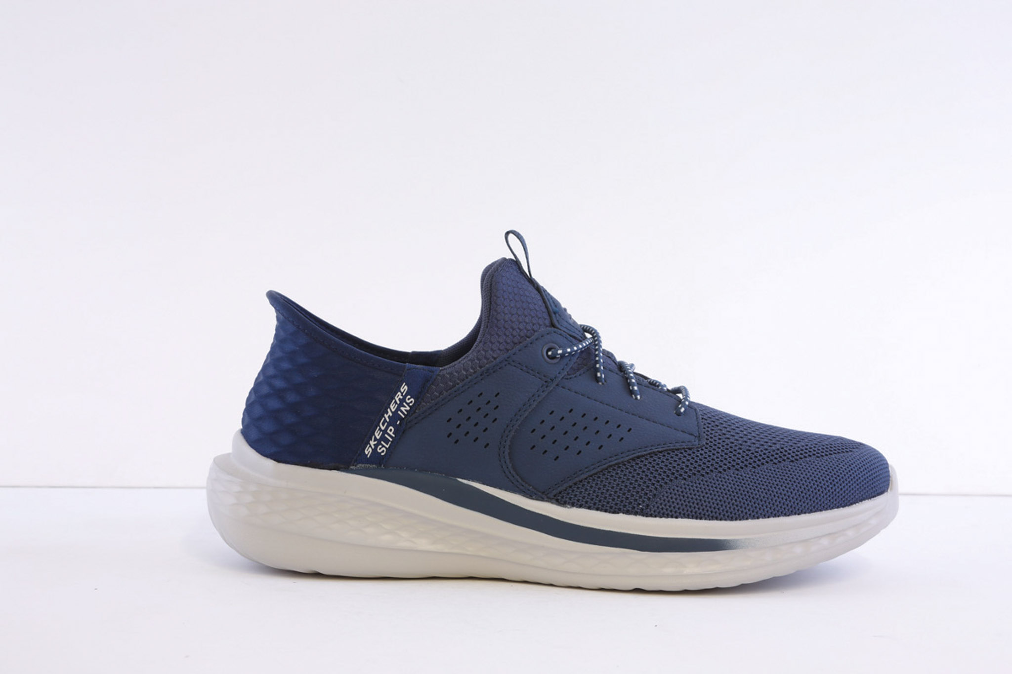 Skechers 210889-Nvy Navy Mesh Bungee Laced slip in Trainer