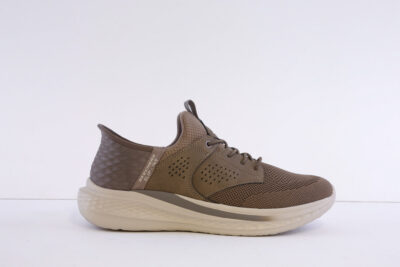 Skechers 210889-Khk Khaki Mesh Bungee Laced slip in Trainer