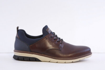 Rieker 14454-26 Brown Leather Mock Lace Slip On Shoe