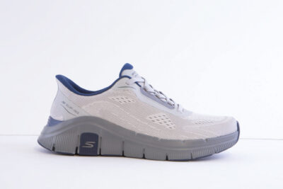 Skechers 233218-Gynv Grey Mock Lace Slip Ins Trainer