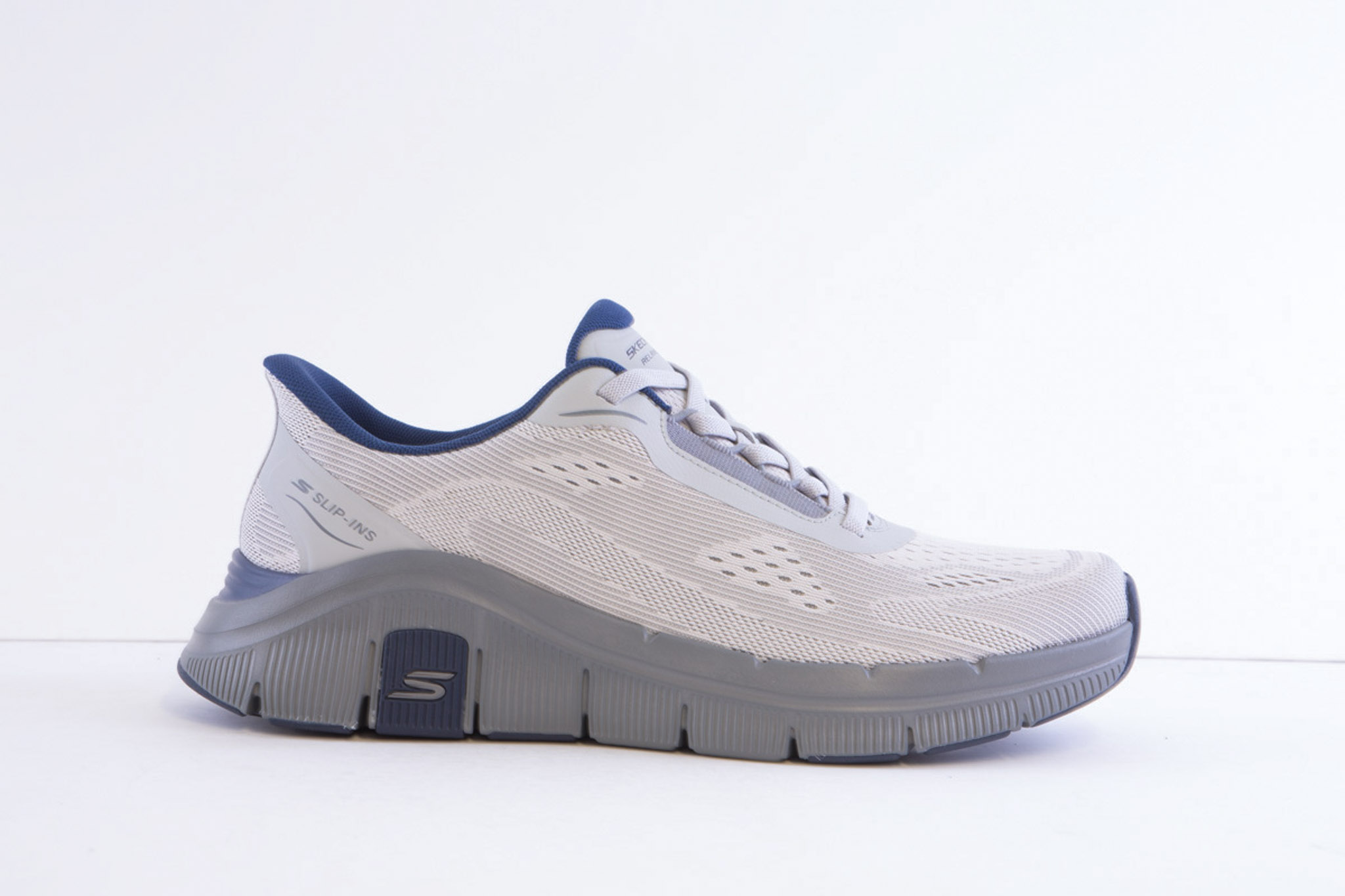 Skechers 233218-Gynv Grey Mock Lace Slip Ins Trainer