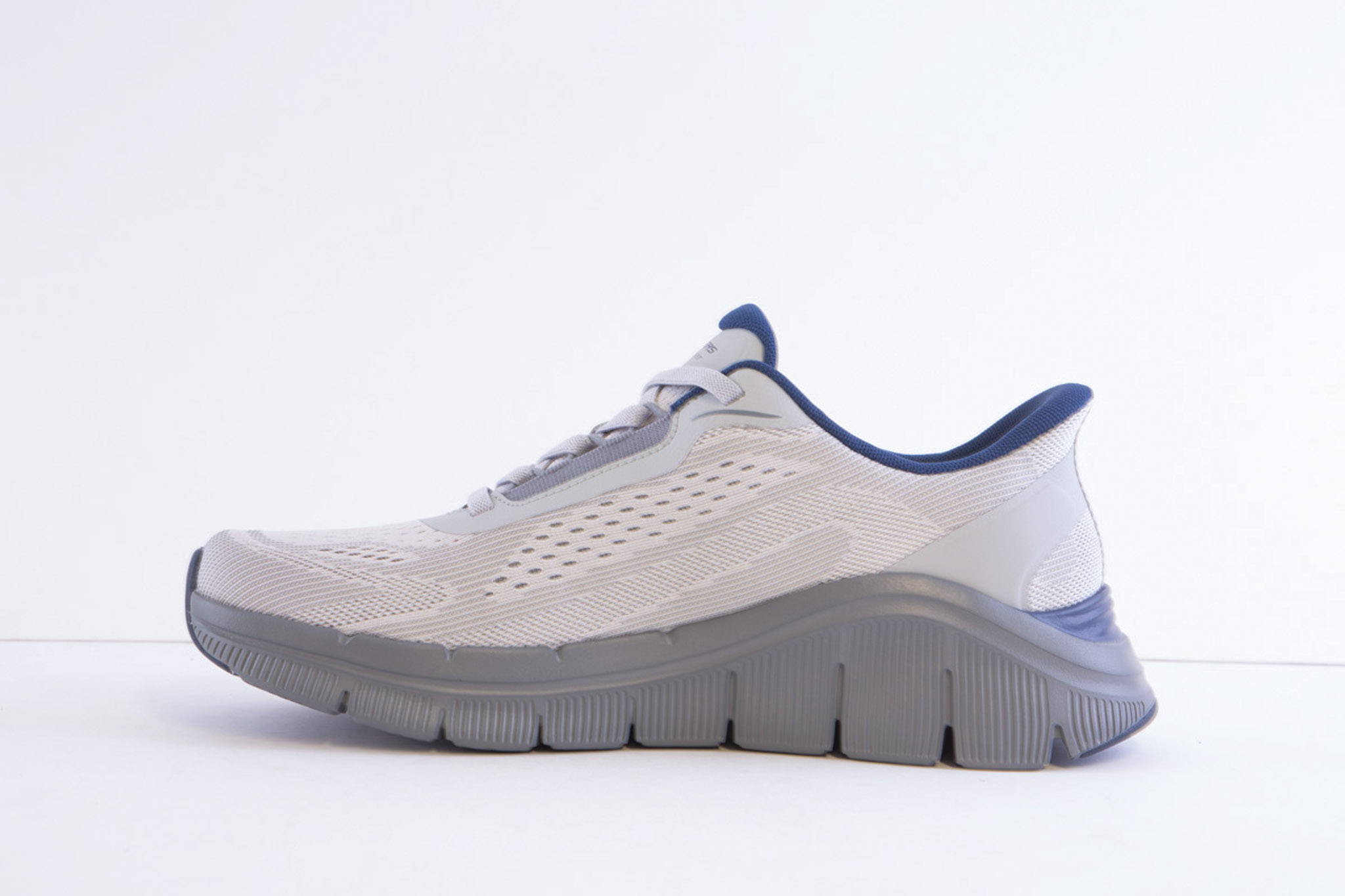 Skechers 233218-Gynv Grey Mock Lace Slip Ins Trainer - Image 2