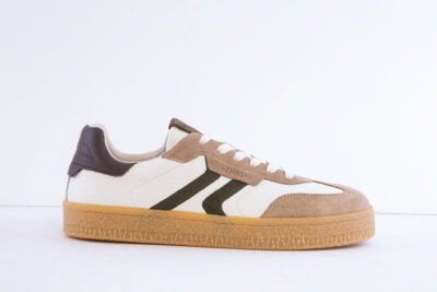 Tamaris 1-13616-1C7 White/Taupe Casual Laced Trainer