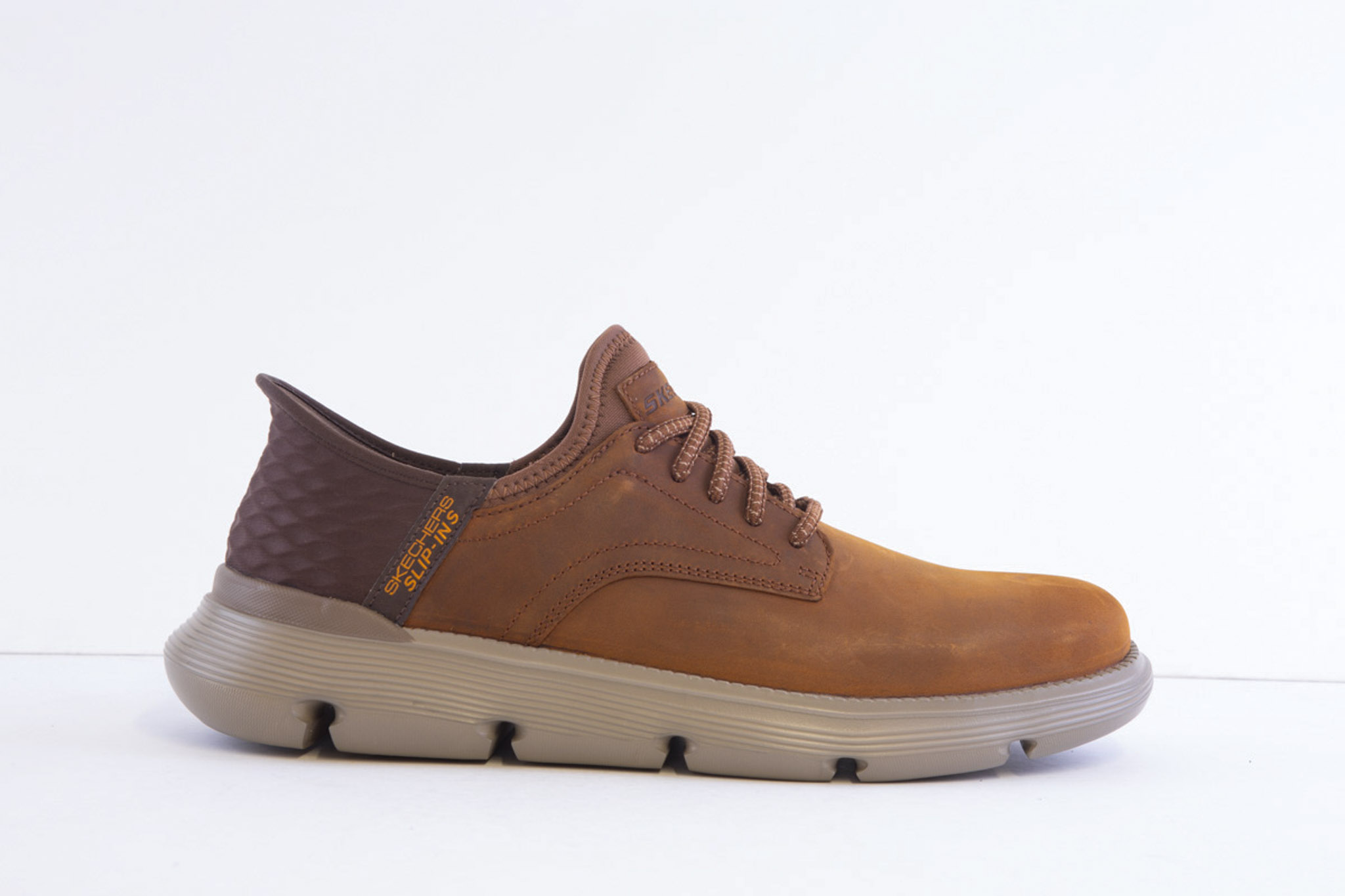 Skechers 205046W/Cdb Brown Nubuck Wide Fit Slip Ins Shoe