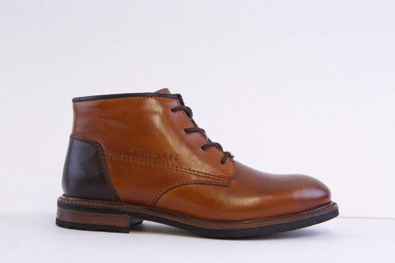 Bugatti 331-Ayr31-1100-6300 Tan Leather Laced (Side Zip) Boot