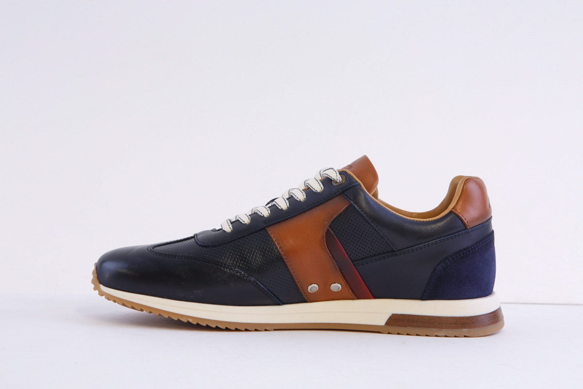 Ambitious 11319-6580 Navy Leather Smart Casual Laced Trainer - Image 2