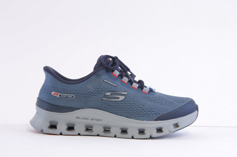 Skechers 233135-Nvgy Blue Laced Waterproof Slip Ins Trainer
