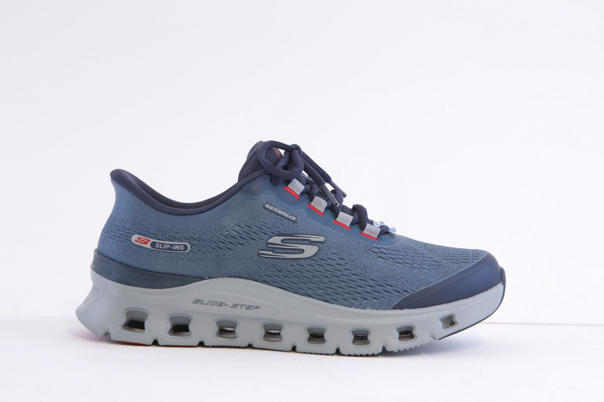 Skechers 233135-Nvgy Blue Laced Waterproof Slip Ins Trainer