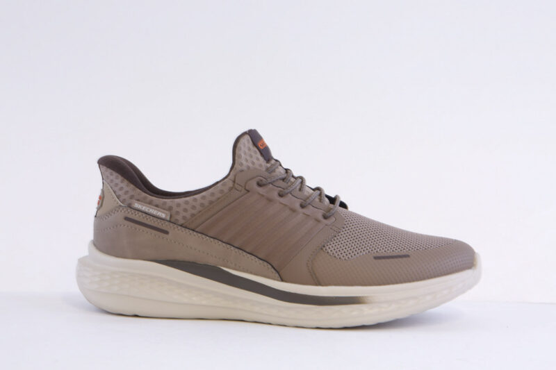 Skechers 211389-Dktp Taupe Mock Lace Slip Ins Trainer